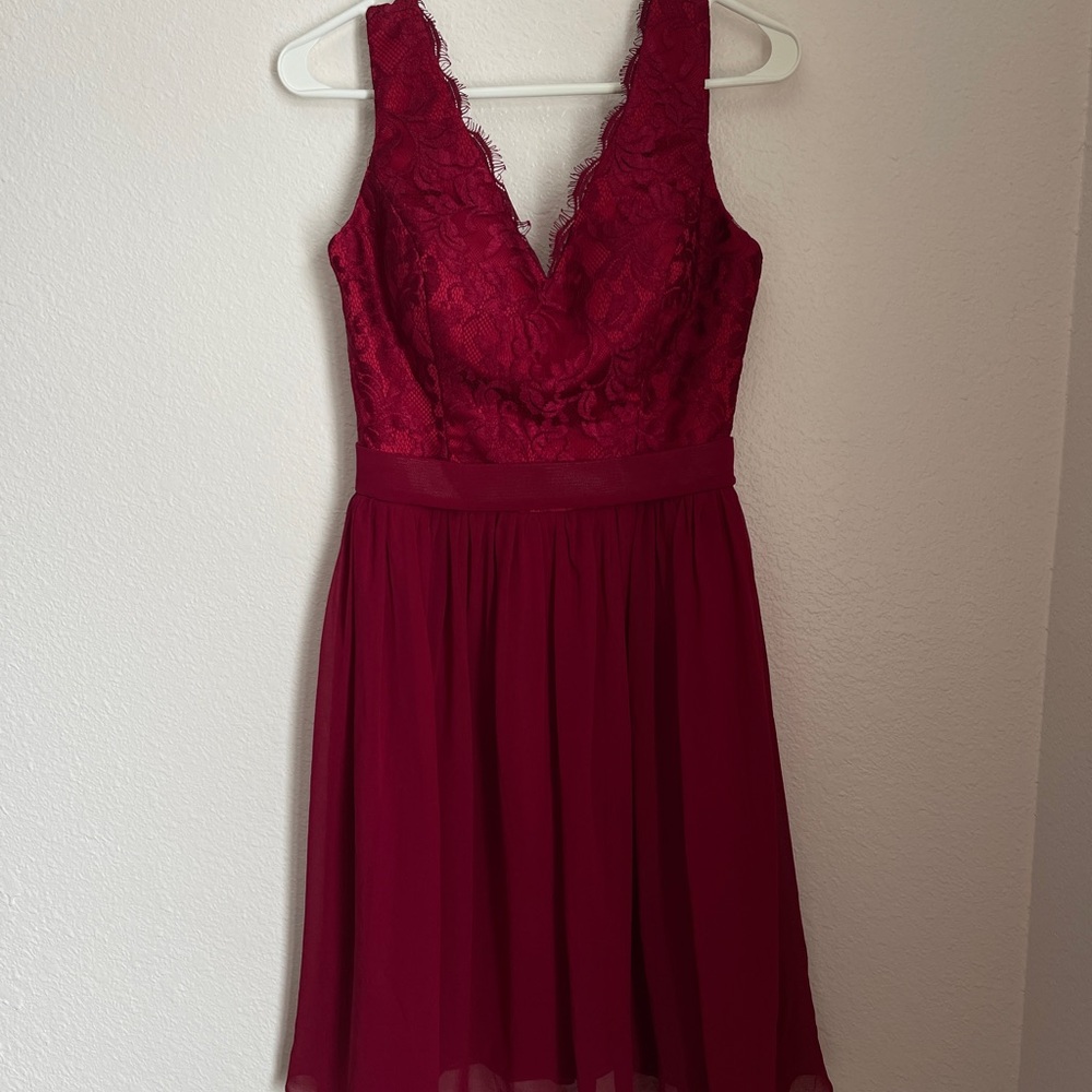 Elegant Lace Burgundy Dress